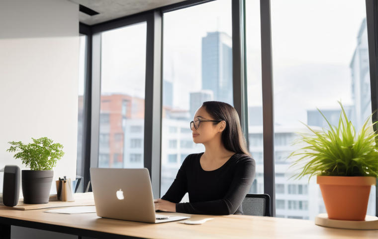 번역사 직업 만족도를 높이는 방법 - **CAT Tool Mastery for Consistent Quality**
    "A highly focused and professional female translator...