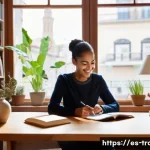 번역 프로젝트에서 발생할 수 있는 문제 해결법 - **Prompt:** A young, vibrant woman, appearing as a professional translator or localizer, sits at a b...