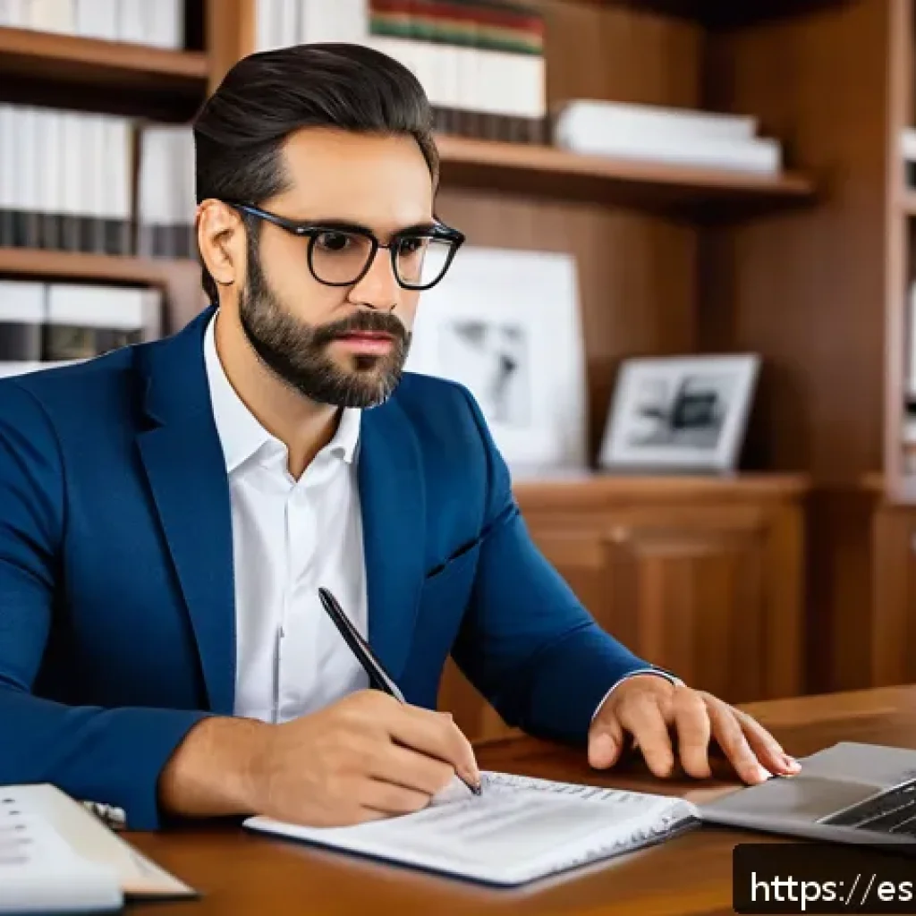 번역사가 알아야 할 법적 문제 - A professional freelance translator in a modern, well-lit home office, wearing smart casual clothing...